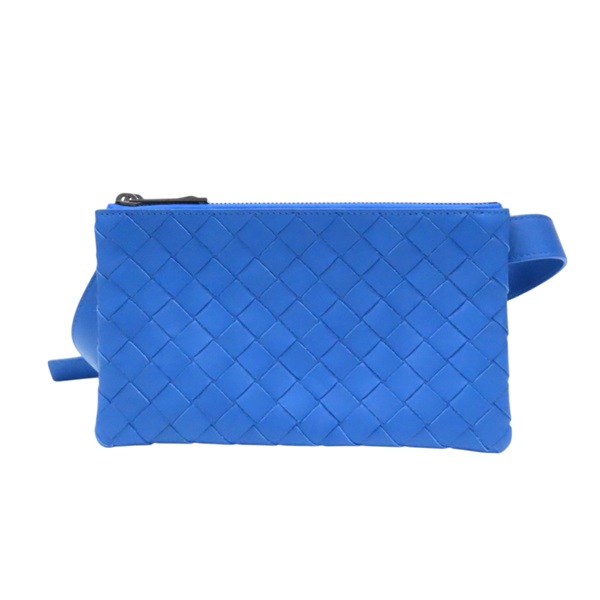 【再降價】藍色 編織羊皮 三層拉鍊 肩背包【BOTTEGA VENETA BV 寶緹嘉】 609692