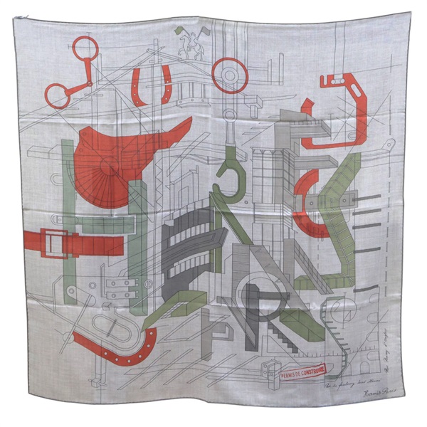 棕色 喀什米爾 Permis de Construire 絲巾 100*100