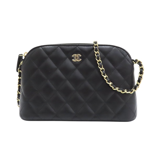 黑色 菱格紋皮革 鍊帶肩背包 AP4016