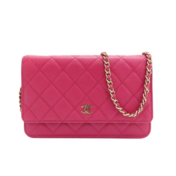 紅色 牛皮 荔枝紋 WOC 錢包 鍊帶包 肩背包 AP0250