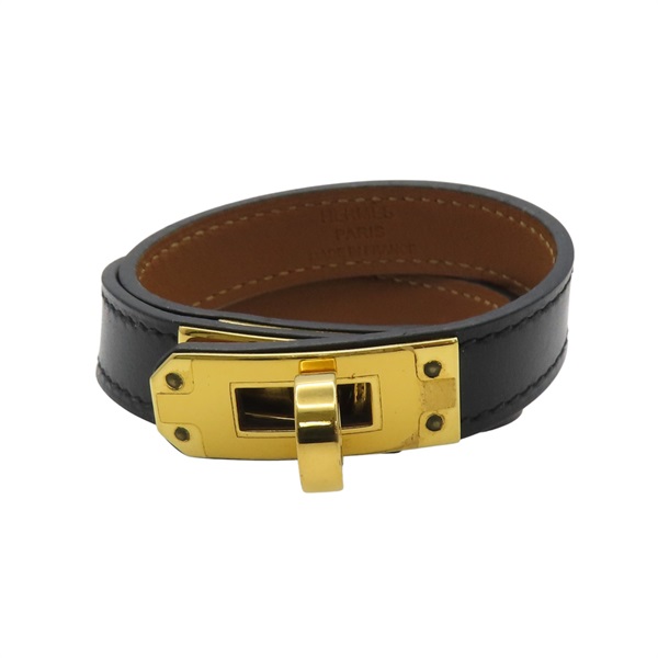 黑色牛皮 Kelly Double Tour 手環 C刻 金扣【HERMES 愛馬仕】 C刻