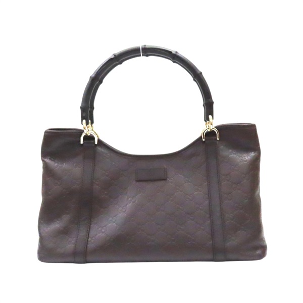 棕色 GG壓紋牛皮 竹節肩背包 257302