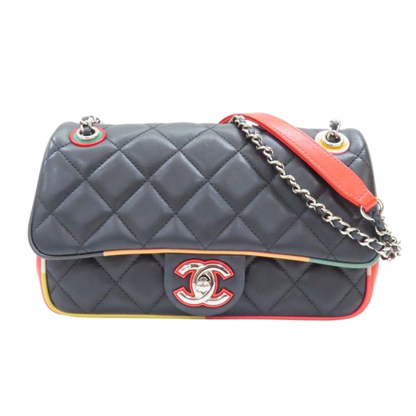 黑/紅色 菱格紋羊皮 COCO 23 鍊帶肩背包 A93691