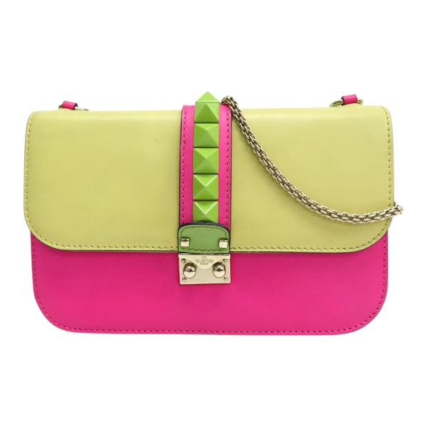 粉色 黃色 牛皮 肩背包