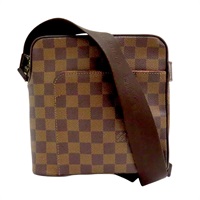 棕色 棋盤格 帆布 Olav PM 肩背包 N41442