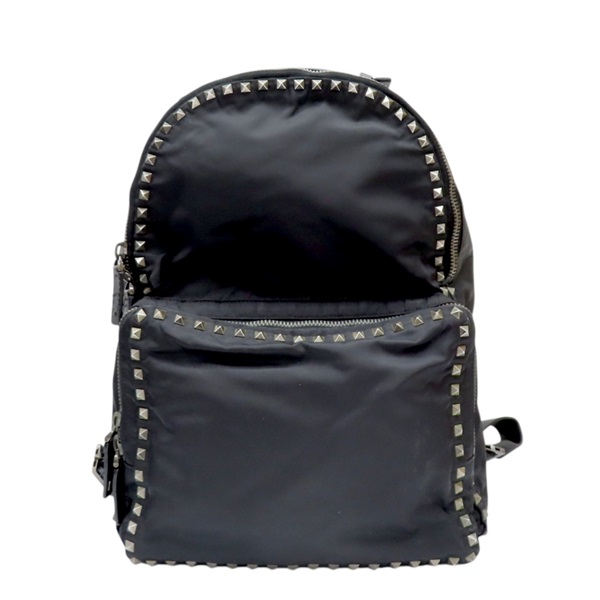 黑色尼龍 牛皮 鉚釘 後背包【Valentino 范倫鐵諾】