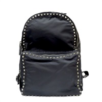 黑色尼龍 牛皮 鉚釘 後背包【Valentino 范倫鐵諾】