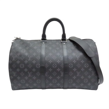 黑色 原花帆布 Keepall Bandouliere 55 兩用包 M40569