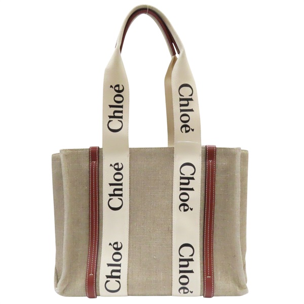 米色帆布 棕色牛皮 Woody 托特包 肩背包