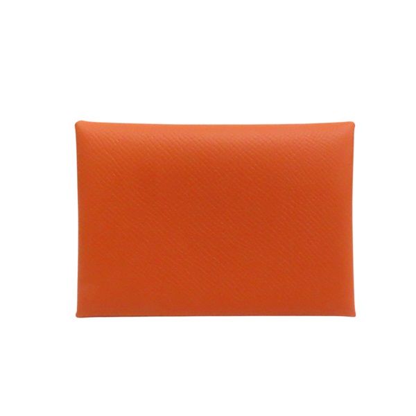 橘色 Epsom皮革 Calvi Duo 卡夾 名片夾 B刻