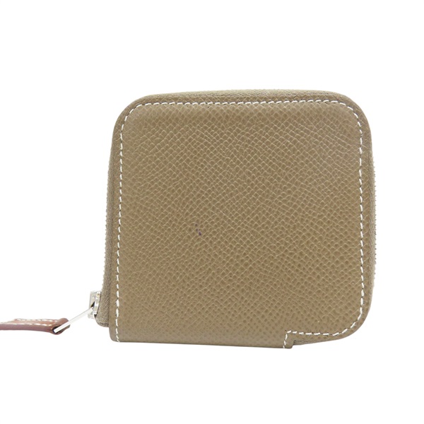 大象灰 Epsom牛皮 拉鍊 Silk'In Compact 絲巾短夾 Y刻