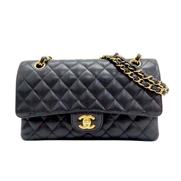 黑色 荔枝紋牛皮 COCO 25 鍊帶肩背包 A01112