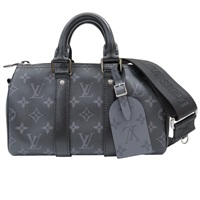 黑色 原花 PVC塗層帆布 Keepall Bandoulière 25 肩背包  M46271