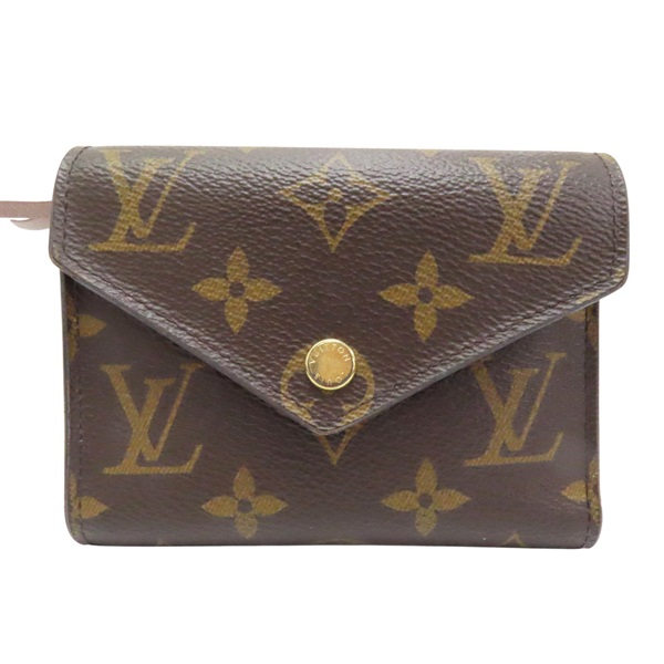 棕色 原花 帆布 Victorine 扣式短夾 M62472