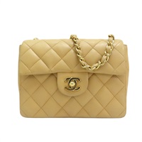 米色 菱格紋 皮革 Mini Coco 鍊帶 肩背包