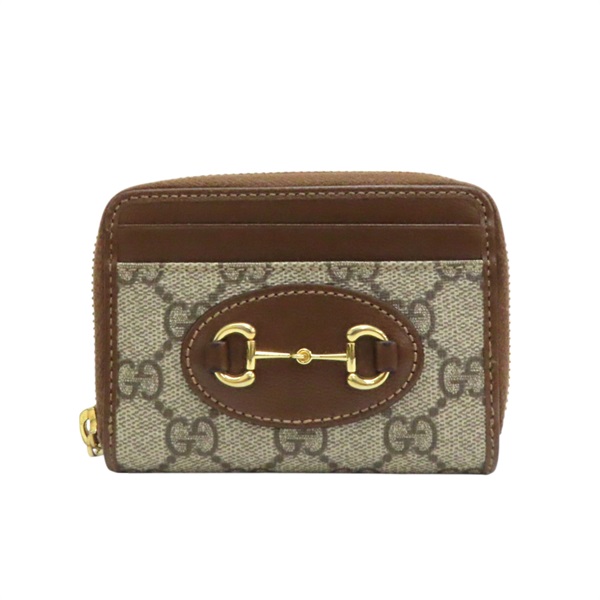 棕色 帆布 牛皮 1955 Horsebit 拉鍊卡夾 658549