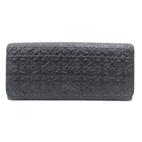 黑色 皮革壓紋 Anagram 雙折 長夾