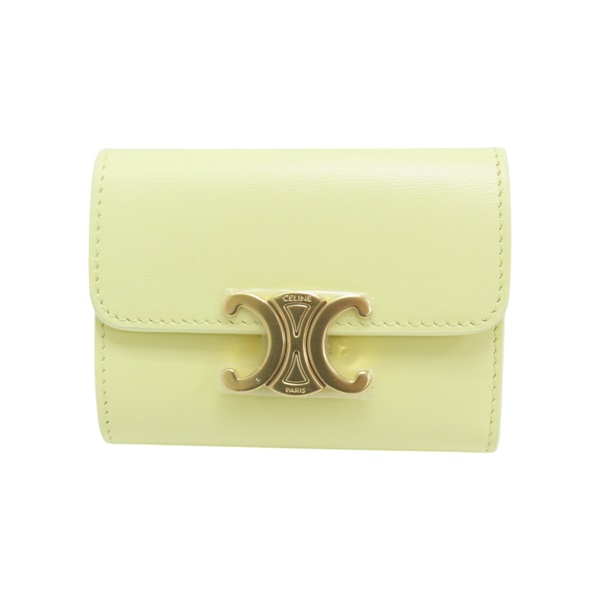 黃色 牛皮 Triomphe Compact 三折短夾 10I653DPV