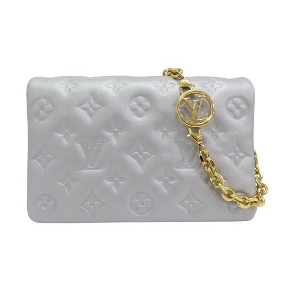 銀色 原花壓紋羊皮 Pochette Coussin 肩背包 M82017