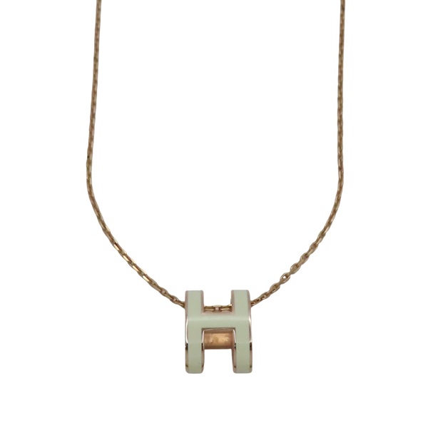 玫瑰金 合金 Pop H 白色琺瑯 項鍊 【HERMES 愛馬仕】