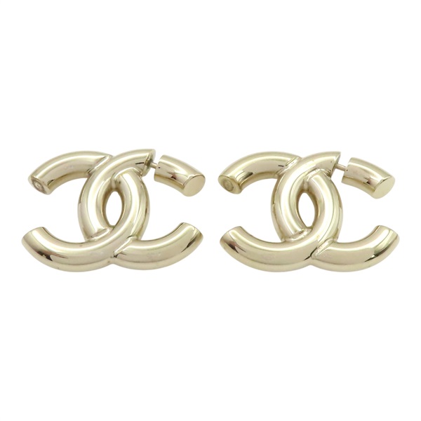 金色 鍍金 雙C 耳環【CHANEL 香奈兒】