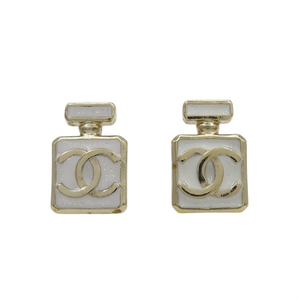 白色金屬 CC 香水瓶耳環【CHANEL 香奈兒】