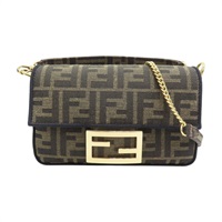 棕色 花帆布 Mini Baguette 單肩包 兩用包  8BS017