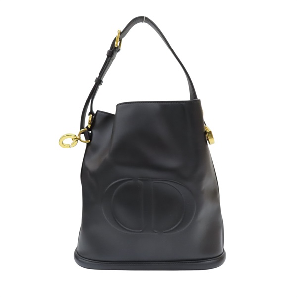 黑色 黑色 小牛皮 C'est Dior 中型包款 黑色壓印 CD 水桶包 15-NA-0263