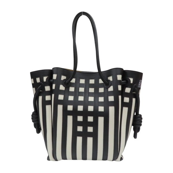 黑/白 牛皮 Flamenco Knot 托特包 手提包