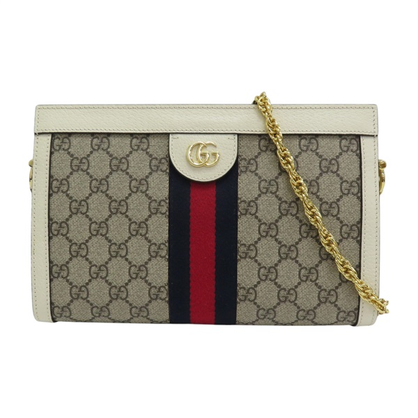 棕色 GG Supreme帆布 白色牛皮 Ophidia 肩背包 503877