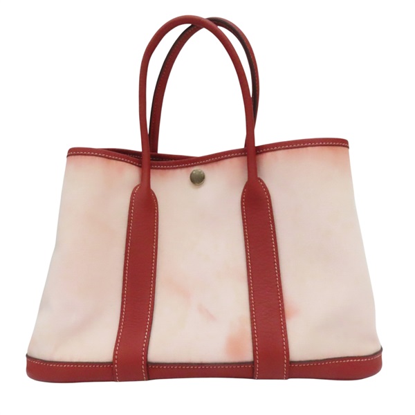 粉色 帆布 Garden party30 手提包 T刻【HERMES 愛馬仕】 T刻