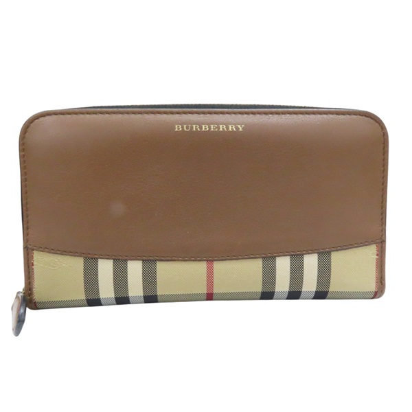 棕色 牛皮 拉鏈長夾 40249781