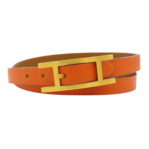 橘色 牛皮 Behapi Double Tour 手環【HERMES 愛馬仕】