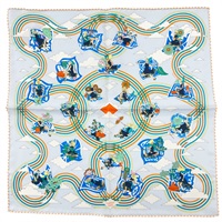 藍色 Carres Volants 絲綢 絲巾【HERMES 愛馬仕】