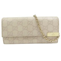 米色 壓紋皮革 鍊帶 長夾 269541