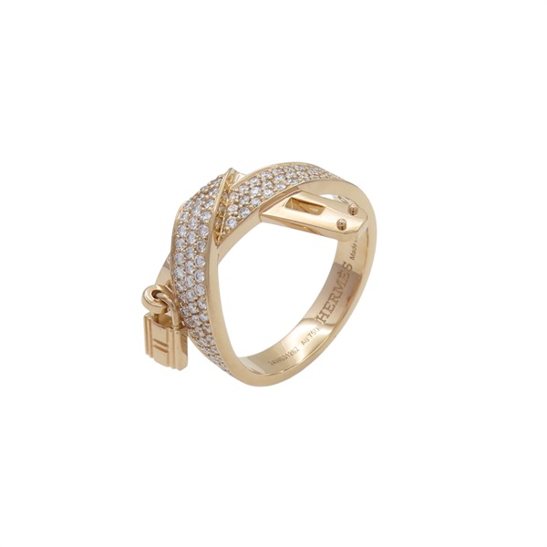 18K玫瑰金 鑽石 Kelly Gavroche 戒指 #52【HERMES 愛馬仕】