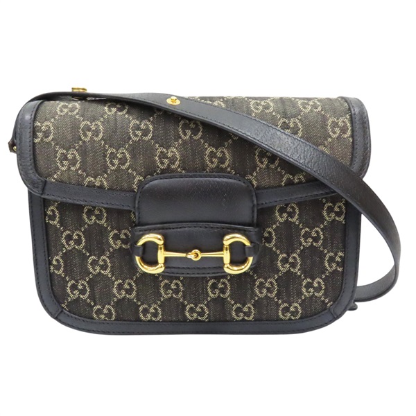 黑色 緹花帆布 1955 Horsebit 肩背包 602204