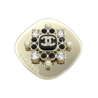 金色鍍金 黑白珠 菱格方塊 胸針【CHANEL 香奈兒】