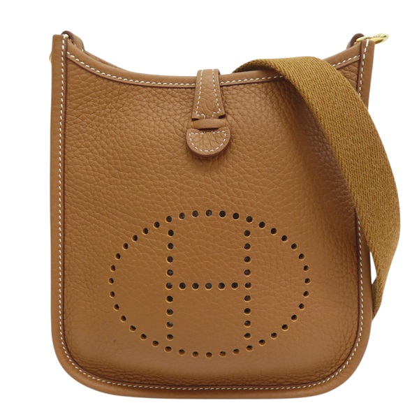 金棕色 Taurillon牛皮 Mini Evelyne 肩背包 K刻 金扣