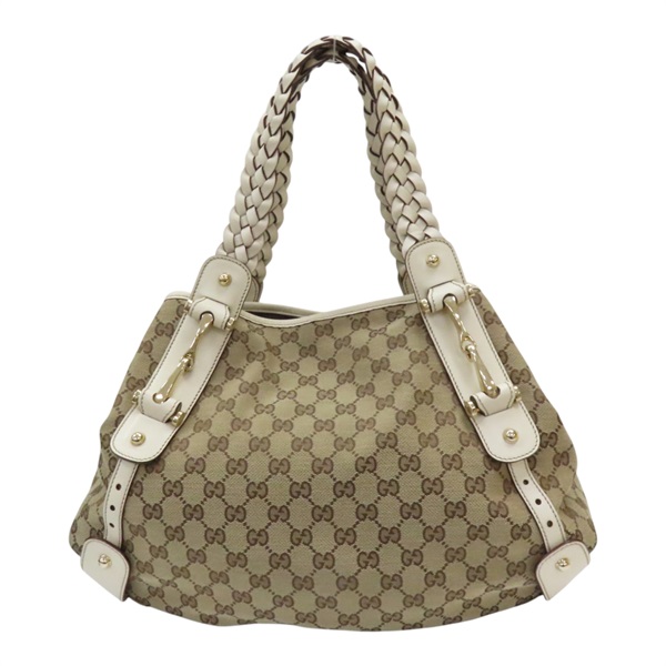 棕色 GG帆布 米白 牛皮 Pelham 肩背包 137621