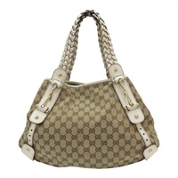 棕色 GG帆布 米白 牛皮 Pelham 肩背包 137621