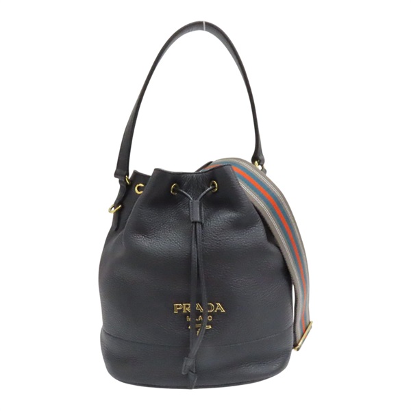 黑色 牛皮 水桶包 單肩包 1BE018