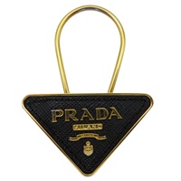 黑色 金屬 三角牌 鑰匙圈【PRADA 普拉達】 1PP301