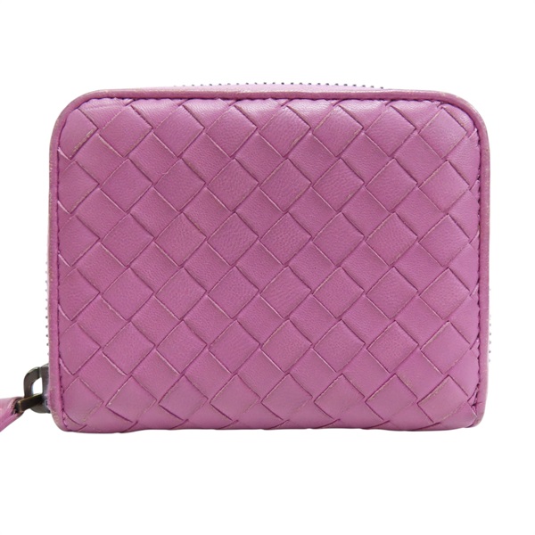 紫色 羊皮編織 零錢包