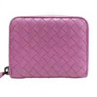 紫色 羊皮編織 零錢包