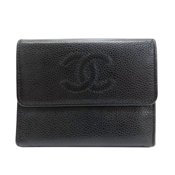 黑色 牛皮 Timeless CC 扣式短夾 (無卡)【CHANEL 香奈兒】