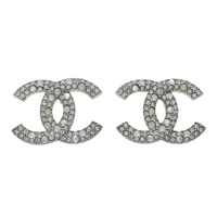 銀色 CC 水晶耳環【CHANEL 香奈兒】