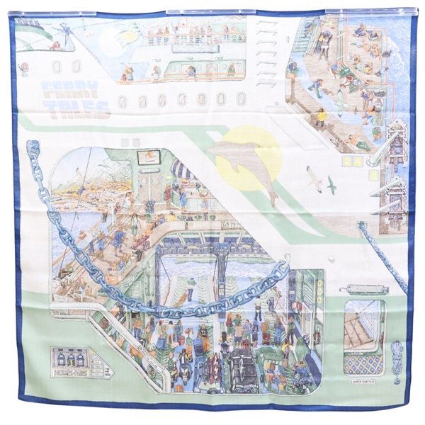 綠/藍色 羊毛 圍巾 100*100