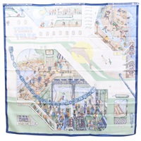 綠/藍色 羊毛 圍巾 100*100