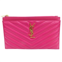 桃紅色 牛皮 拉鍊長夾 504922